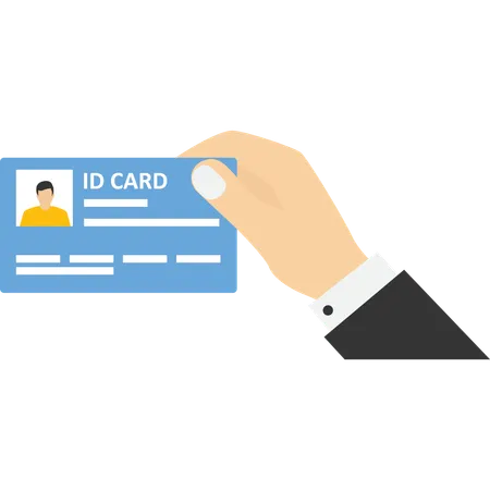 Human hand holding a ID card.  Illustration