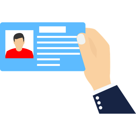 Human Hand Holding Male ID Card  Illustration
