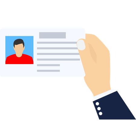 Human Hand Holding Male ID Card  Illustration