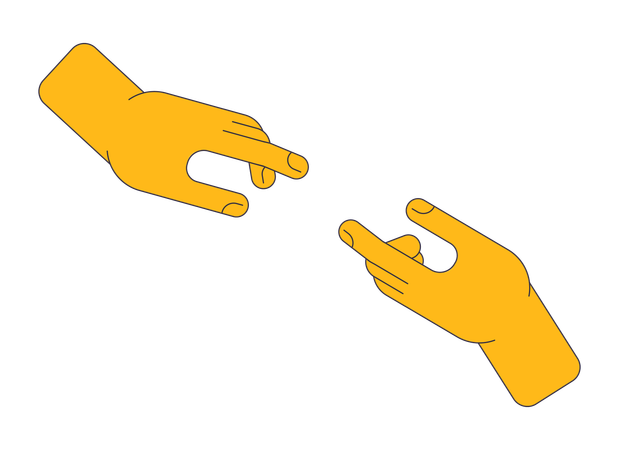 Human hands reaching towards each other  Illustration