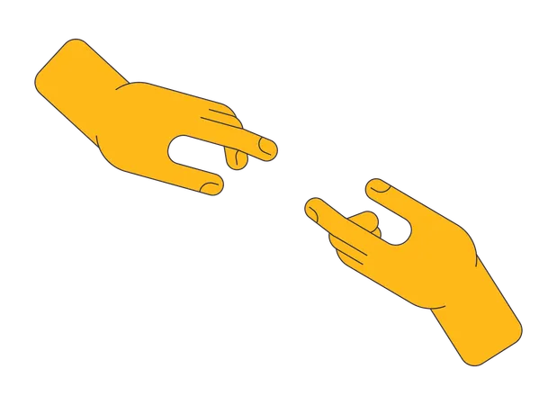 Human hands reaching towards each other  Illustration