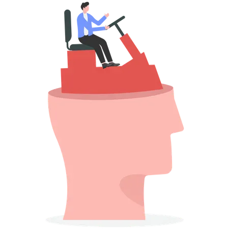 Human head being controlled by a businessman  Illustration