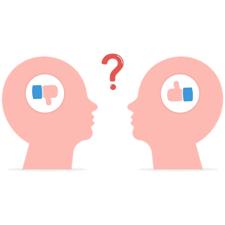 Human head looking at object with difference perception  Illustration