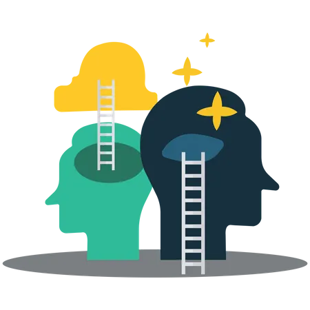 Human head with a ladder  Illustration