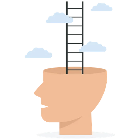 Human head with a ladder  Illustration