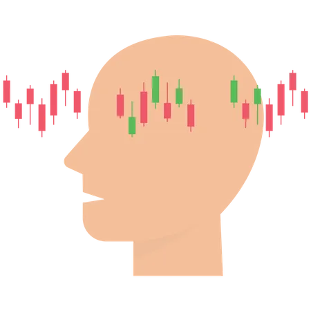 Human head with a stock market graph  Illustration