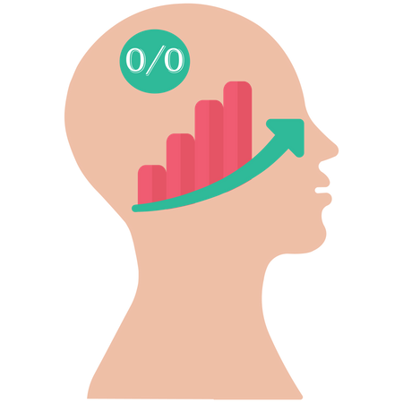 Human head with a stock market graph  Illustration