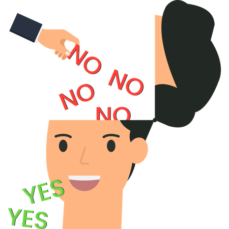 Human head with 'NO' and 'YES' words decision making  Illustration