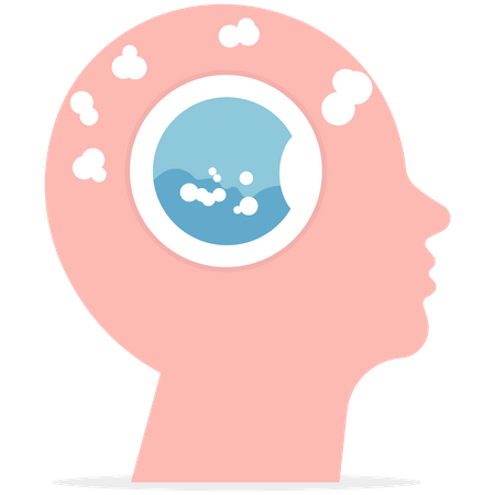 Human head with washing machine in action to clean his brain  Illustration