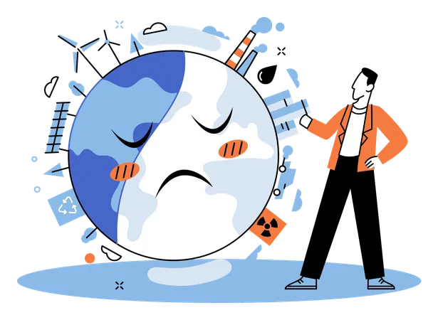 Human impact on ecology and nature of Earth  Illustration