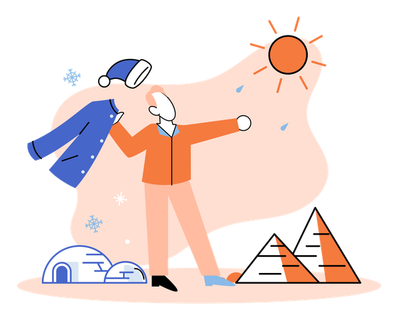 Human impact on nature increase in planet temperature  Illustration