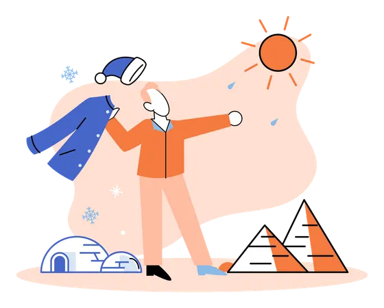 Human impact on nature increase in planet temperature  Illustration