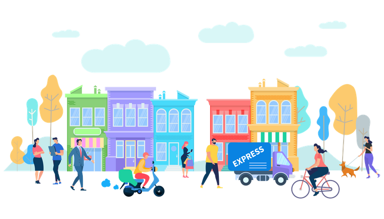 Human Life in Modern City  Illustration