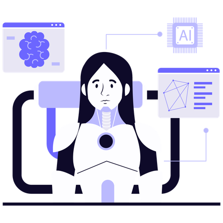 Human Like AI Robot  Illustration