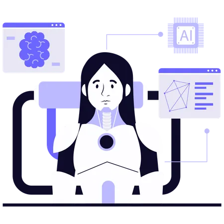 Human Like AI Robot  Illustration