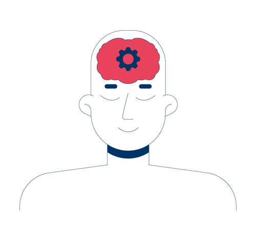 Human mind with brain gear symbol  Illustration