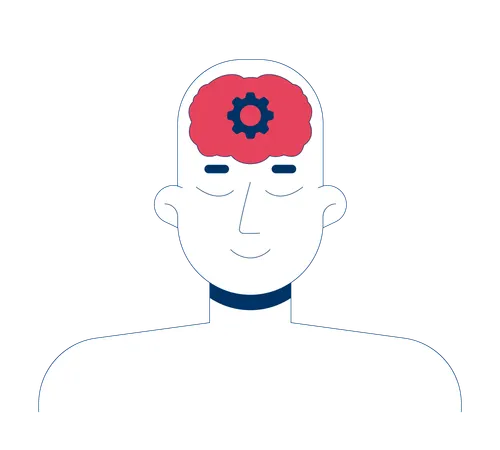 Human mind with brain gear symbol  Illustration