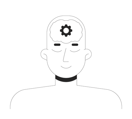 Human mind with brain gear symbol  Illustration