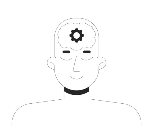 Human mind with brain gear symbol  Illustration