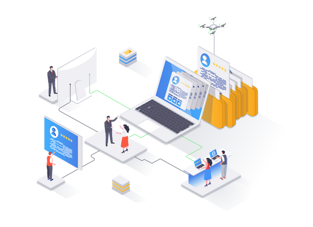 Human resource management and staff headhunting  Illustration