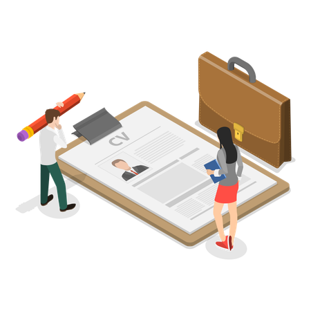 Human resource manager doing hiring process  Illustration