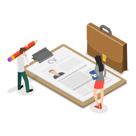 Human resource manager doing hiring process  Illustration