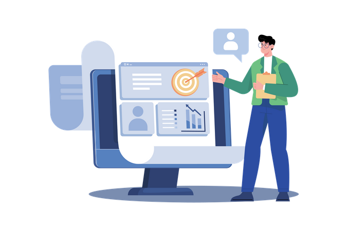 Human resources director developing employee retention plans  Illustration