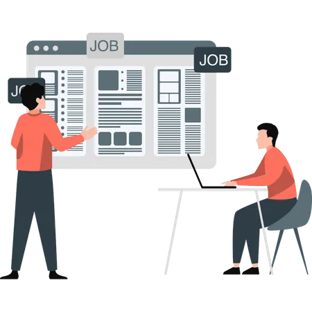 Human resources manager conducting job interview  Illustration