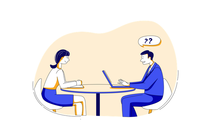 Human resources manager conducting job interview with applicants in office Illustration