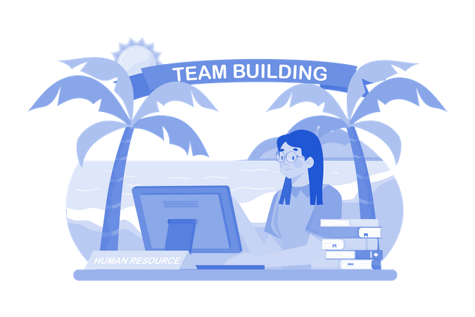 Human resources manager developing team building activities Illustration