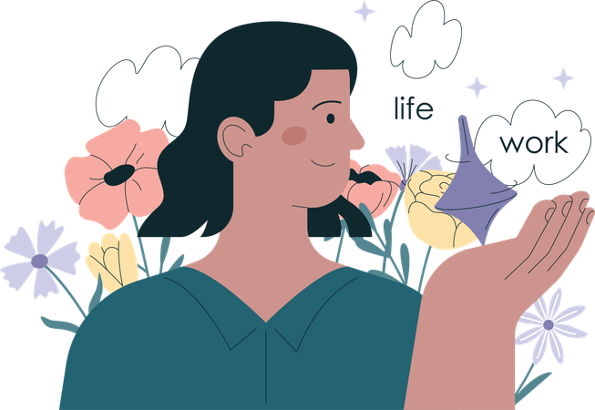 Human resources manager helping employee with work-life balance  イラスト
