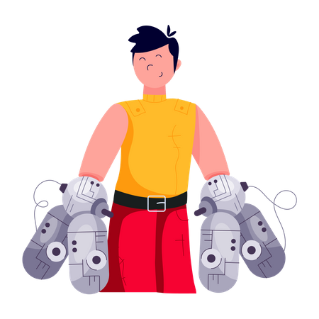 Human Robot with arm  Illustration