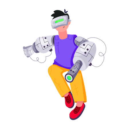 Human Robot with robotic arm  Illustration