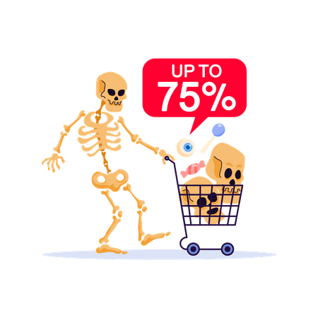 Human sculpture doing Halloween shopping  Illustration