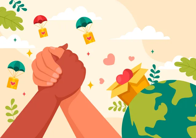 International Human Solidarity Day Vector Illustration On December 20 With Earth Hands And Love For People Help Person In Flat Cartoon Background Illustration