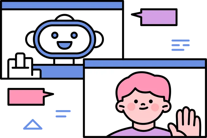 Human talking with robot  Illustration