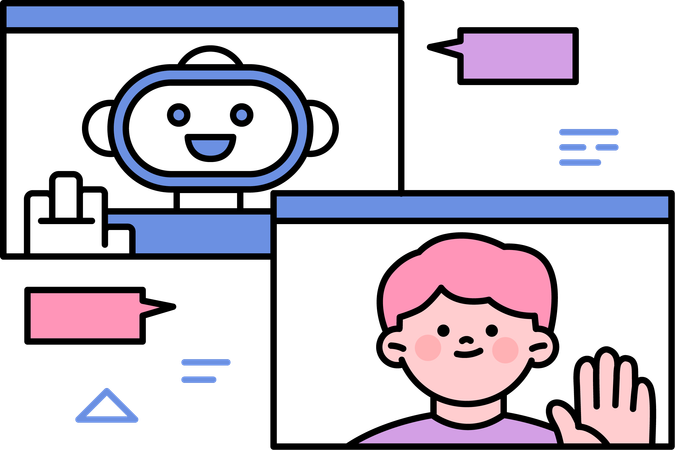 Human talking with robot  Illustration