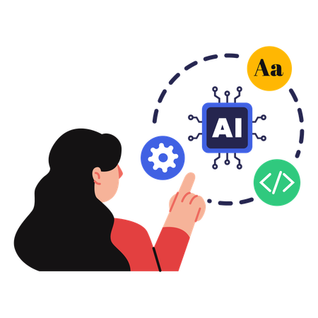 Human using AI technology  Illustration