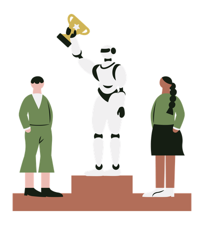 Human versus AI Robot  Illustration