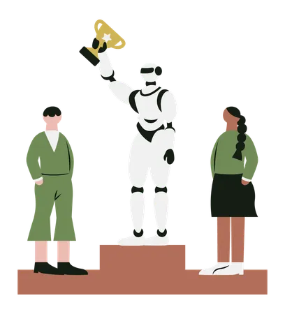 Human versus AI Robot  Illustration