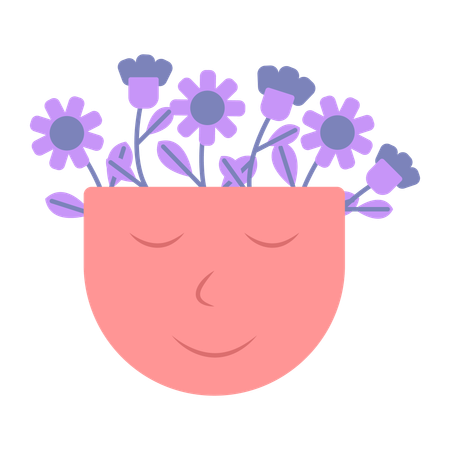 Human with flower Related to Mental Health  Illustration