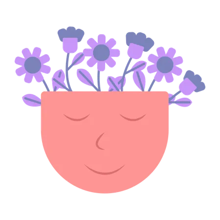 Human with flower Related to Mental Health  Illustration
