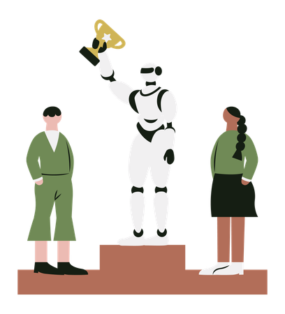 Humano versus robot ia  Ilustración