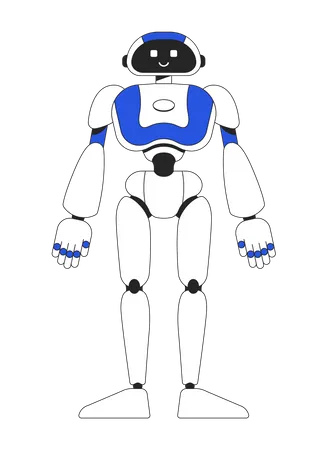 Standing Humanoid Robot With Smile Linear Flat Color Vector Character Editable Figure Full Body Machine On White Thin Line Cartoon Style Spot Illustration For Web Graphic Design And Animation Illustration