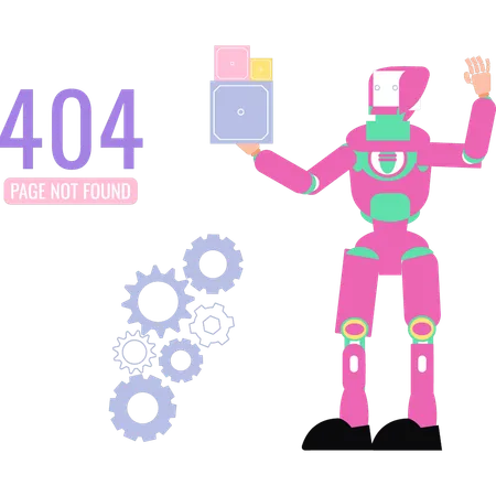 Humanoid robot encounters 404 error page  Illustration