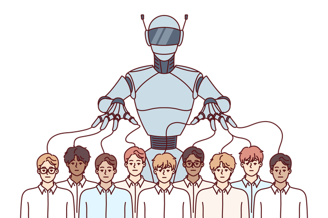 Humans are controlled by robot  Illustration