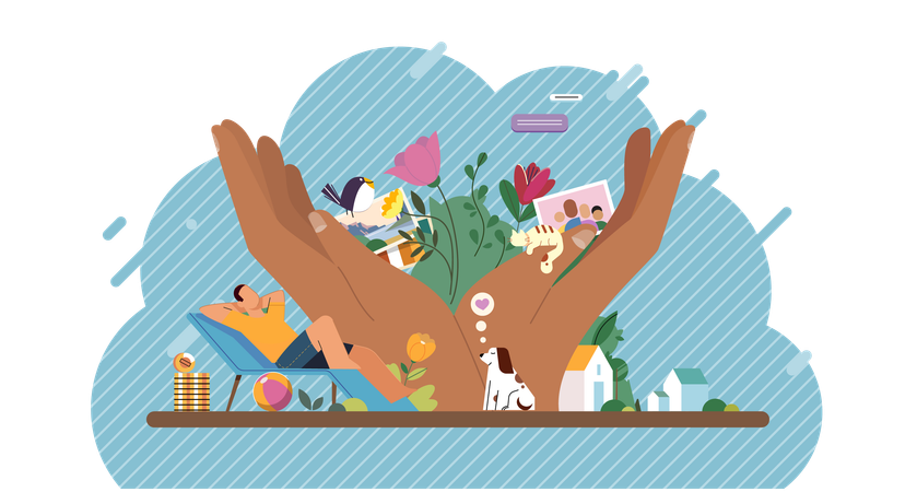 従業員の幸福と企業価値を反映する鏡 Humcare  イラスト