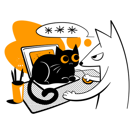 Hund hat sein Computerpasswort vergessen  Illustration