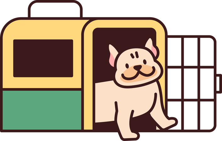 Hund im Wagen  Illustration