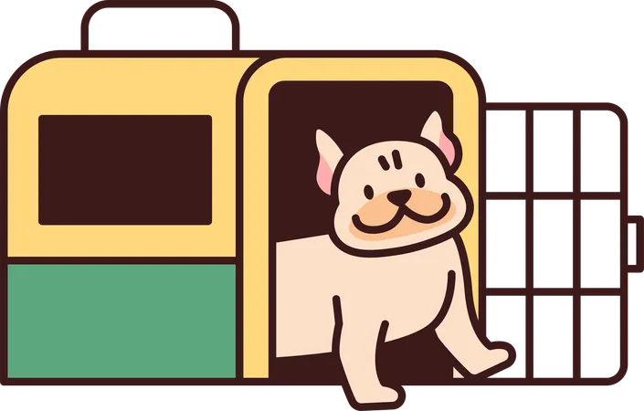 Hund im Wagen  Illustration